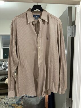 Ralph Lauren Men's Beige Check Button-Down Shirt, NWOT